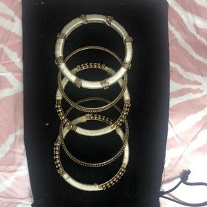 AMRITA SINGH BANGLES White & Gold Set of 5